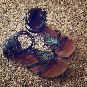 Black gladiator sandals